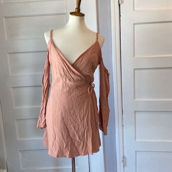 Lovers + Friends Love Letter Tan Wrap Dress, Size S - Picture 4 of 14